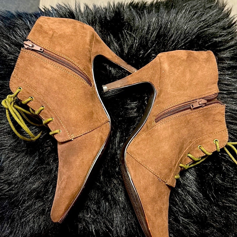 Brown Suede Laced Bootie